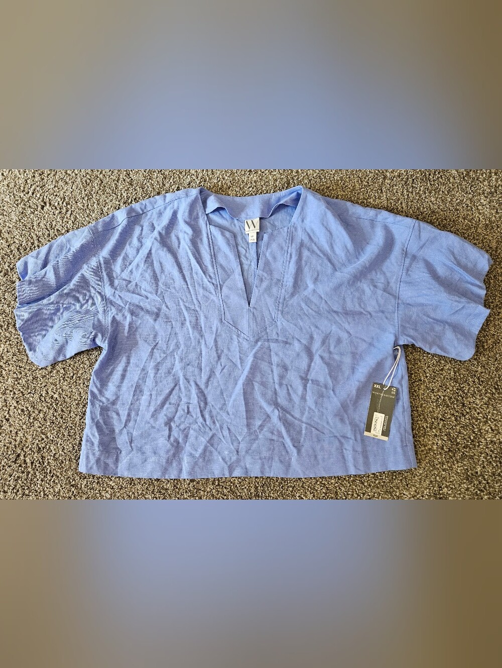 NWT Worthington Womens XXL Crop Top Blouse Blue